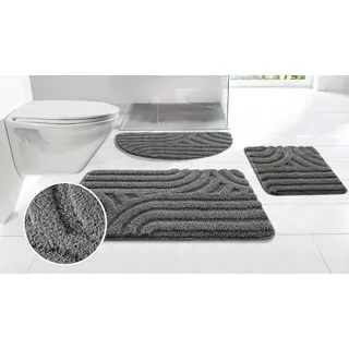 OTTO home Badematte "Sanremo Scandi, Badvorleger, Badezimmer Teppich, Duschvorleger" Höhe 20 mm rutschhemmend beschichtet strapazierfähig Badteppich, Uni Farben, Hoch-Tief-Effekt, modernes Muster, Boho, anthrazit