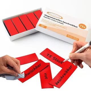 ECENCE Magnetstreifen beschreibbar 75 Stück - 60x20mm - Rot