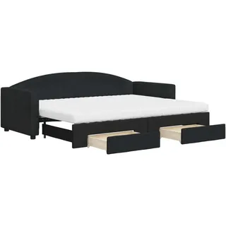 vidaXL Tagesbett Ausziehbar mit Schubladen Schwarz 80x200 cm Stoff - Schwarz