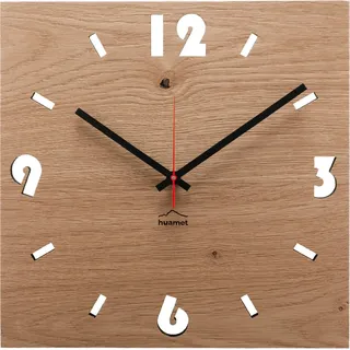 Huamet Holz-Wanduhr Duhrchbruch Eiche Astig, eckig - Braun