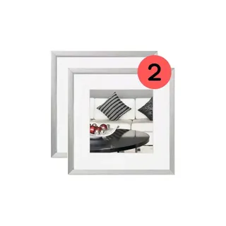walther design Bilderrahmen Chair Alurahmen 20x20 cm Silber, Doppelpack, AJ220SD