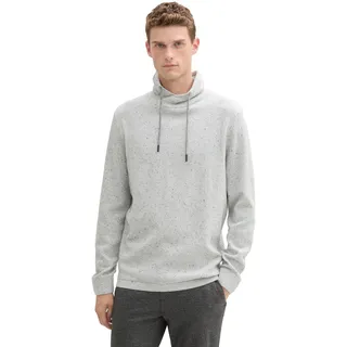 TOM TAILOR Herren Strickpullover mit Schalkragen, 36971 - Light Grey Melange Neps, S