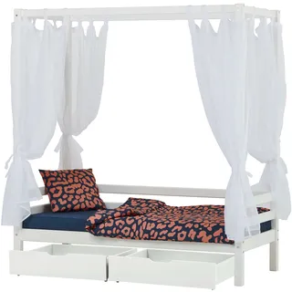 Hoppekids Himmelbett »ECO Dream Kinderbett, Prinzessinnenbett, 90x200cm massiv«, Massivholz – umbaubar in Juniorbett, weitere Umbau-Module erhältlich weiß