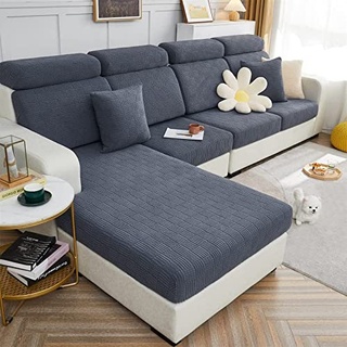 ele ELEOPTION Stretch Sofa Sitzkissenbezug,Upgraded Spandex rutschfest Sofasitzbezug,Sofabezug Couchbezug Sofa Überzug für Sofa Sitzkissen (Dunkelgrau,Chaiselongue Bezug für Länge 160-190CM)