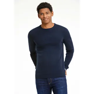 Rundhalspullover LINDBERGH, Herren, Gr. XXL, navy, Strick, Obermaterial: 52% Viskose, 26% Polyester, 22% Polyamid, unifarben, regular fit hüftbedeckend, Rundhals, Flachstrickbündchen, Pullover Rundhalspullover, im klassischem Design, mit Viskose