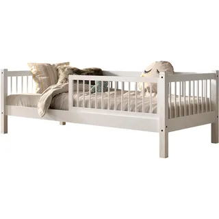 Home Affaire Daybett HOME AFFAIRE "Forrest 90/200 aus massiver Buche stabil gebaut, weiß lackiert", weiß (weiß, weiß), B:97,5cm H:68cm L:207,5cm, Daybetten, mit Sprossenumrandung, Rausfallschutz vorne, ohne o. mit Bettschublade