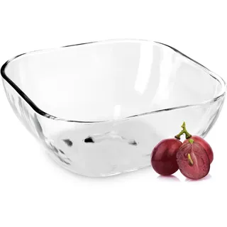 KADAX Glasschüssel, eckige Obstschale aus robustem Glas, Salatschüssel in 3 verschiedenen Größen, Spülmaschinenfeste Glasschale, transparente Snackschale für Obst (16cm, 2, stück)
