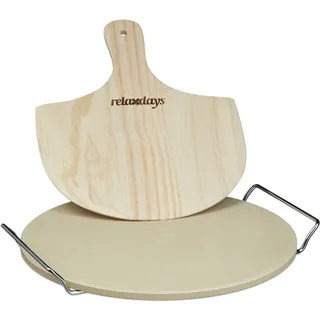 Relaxdays Pizzaschieber 32 cm Holz Weiß