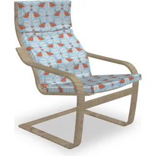 ABAKUHAUS Orange Blue Poäng Sessel Polster, Winter Rowan Frost Blatt, Sitzkissen mit Stuhlkissen mit Hakenschlaufe und Reißverschluss, Blassblau Vermilion - Orange