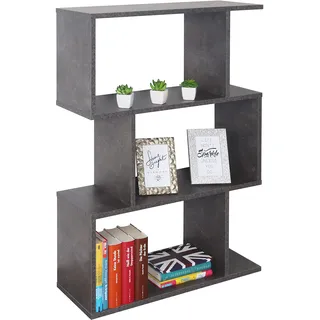 RICOO Standregal 3 Regalböden WM072-BG Raumteiler Regal schmal betonoptik grau 97×70×25 cm Bücherregal Holzregal Wand Würfelregal Büroregal klein Regale & Ablagen Bookshelf Wandregal Holz
