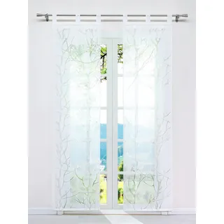 ESLIR Schiebegardinen Ausbrenner Flächenvorhänge Set 2er Gardinen mit Schlaufen Schiebevorhang Transparent Vorhang Weiß #3 BxH 57x225cm 2 Stück
