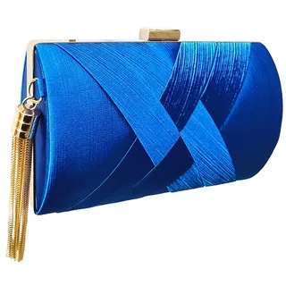 CORIOS Damen Clutch Tasche Abendtasche Fransen Kettentasche Tasche Luxurious Klein Umhängetasche Elegante Schultertasche Hochzeit Wedding Prom Party Handtasch Blau