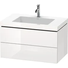 Duravit L-Cube Möbelwaschtisch c-bonded mit Unterbau wandhängend, 80x48 cm, 2 Schubkästen, ohne Überlauf, 3 Hahnlöcher, Farbe: Pine Silver Dekor