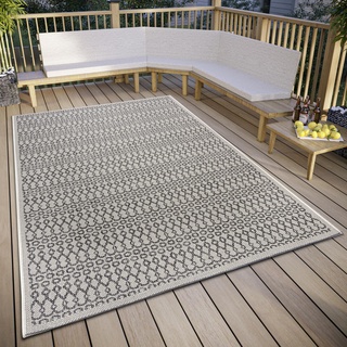 Hanse Home Vanti In- & Outdoor Teppich Wetterfest – Modernes Muster, Wasserfest robuster Aussenteppich Flachgewebe für Garten, Balkon, Terrasse, Wohnzimmer – Beige Grau, 76x150cm