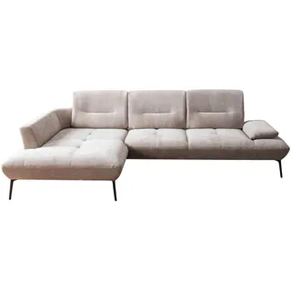 Moderano Ecksofa , Taupe , Metall , Ottomane links, L-Form , 320x190 cm , Typenauswahl, Fußauswahl, planbar, Sitzqualitäten, seitenverkehrt erhältlich, Hocker erhältlich, Rücken echt, individuell planbar, Stoff-/Lederauswahl , Wohnzimmer, Sofas & Couches, Wohnlandschaften, Ecksofas