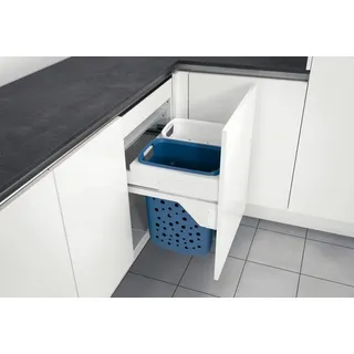 TIDY 2-fach Wäschebehälterauszug S 600 mit Vollauszug und Dämpfung / HAILO 3270-69 / Schrankausstattung / Wäschebox / Wäschekorb - Weiß, Blau