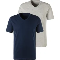 H.I.S Unterziehshirt, (2 St.), mit V-Ausschnitt und kleinem Logo, Unterhemd, T-Shirt, blau