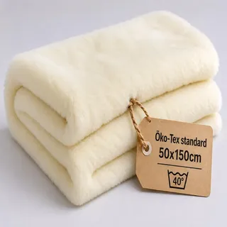 StoffBook wollweiß Fellimitat Kunstfell Langhaar für Basteln, Teddyplüsch, Fellstoff zum Nähen & Kleben, Plüschstoff, Kinder, DIY, Kuschelfell, Bastelmaterial Stoff, d203