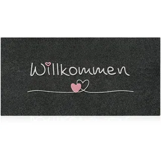 AAZZKANG Türmatte Lang Außen Innen Willkommen Fußmatten 120 x 45 cm mit Dauerhaft rutschfest Gummi Rückseite Ultra absorbieren Schlamm Einfach zu säubern Haustür Eingangsteppich Schwarz