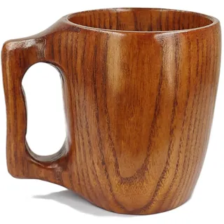 WUERMU Holz-Wasserbecher, Holzbecher, Holzkaffeebecher, Campingbecher, Teetasse, Trinkbecher, 300 ml, aus massivem Holz handgefertigt.