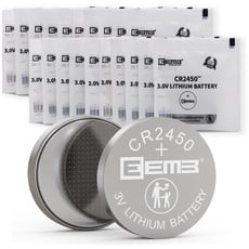 EEMB 20 Stück CR2450 3V Lithium Knopfzellen CR 2450 Batterien DL2450 ECR2450 BR2450 für Uhren Teelichter Duftkerzen Alarmanlagen Autoschlüsselanhänger Fernbedienungen Taschenrechner