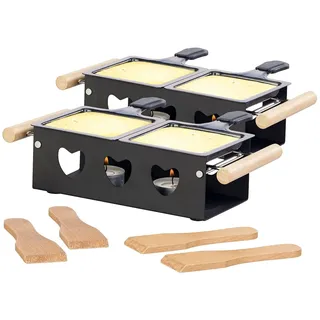 Rosenstein & Söhne Raclette Teelichtofen: 2er-Set Teelicht-Raclette für 2 Personen, mit Schabern und Teelichtern (Mini Teelicht, Grill mit, Metall)