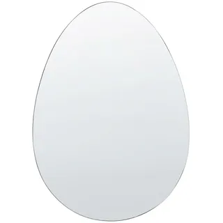Beliani Wandspiegel silber oval 50/70 cm Montresor , Silberfarben , Glas , Oval , 50x70x1 cm , Spiegel, Wandspiegel