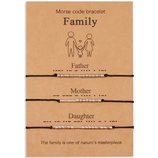 VU100 Satz von 3 Armband Morse Code Geburtstagsgeschenk Schmuck Geschenk Handarbeit Vater Mutter Tochter Familie