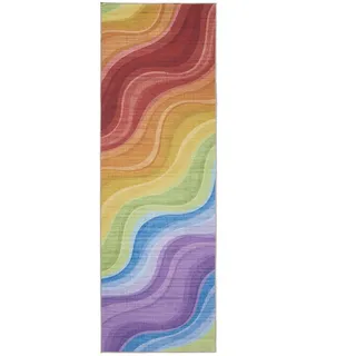 benuta Läufer George waschbar 80x240 cm , Multicolor, Lila , Kunststoff , Abstrakt , Rechteckig , 80x240 cm , Oeko-Tex® Standard 100 , in verschiedenen Größen erhältlich, rutschfeste Unterfläche, waschbar , Teppiche und Böden, Teppiche, Teppichläufer, Läufer