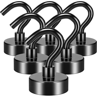 FINDMAG 20 Stück Magnethaken, Magnet Starke Magnete mit Haken, Extra Schwarz, Magnetischer Haken, Magnetischer Schlüsselhalter, 22 lb+ Starke Magnethaken für Küche,Garage