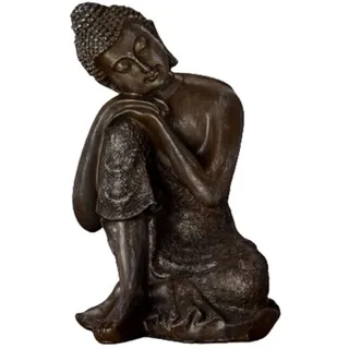 Zen Light Statue Buddha Thai Penseur - Zen und Feng Shui Dekoration - Objekt Glücksbringer - Zen Geschenkidee - Dekoration Büro, Schlafzimmer, Wohnzimmer ... - Höhe: 18cm - Farbe Bronze - Zen'Light