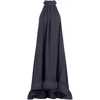 APART Fashion Damen Babydoll Chiffon Kleid, hoher Halsausschnitt, asymmetrischer Saum, Geraffter Volant, fließendes Midikleid in A-Linie, ärmelloses voll gefüttertes Sommer Abendkleid