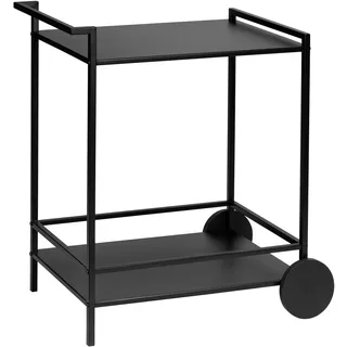 Servierwagen "JAMIE", schwarz, B:65cm H:77cm T:43cm, Eisen, Kunststoff, SCHÖNER WOHNEN-KOLLEKTION, Rollwagen, Servierwagen, Barwagen mit zwei Ablageflächen