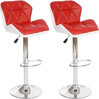 2er-Set Barhocker HWC-A92, Barstuhl Tresenhocker, höhenverstellbar Kunstleder rot - Rot