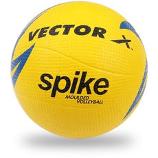 Vector X Spike Volleyball (Yellow, Size: 4) Material: Rubber| Water-Resistance | Moulded Construction | Rubber Build