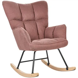 Beliani Schaukelsessel Rosa Oulu , Pink, Schwarz, Hellbraun , Textil , 71x104x83 cm , Wohnzimmer, Sessel, Schaukelstühle