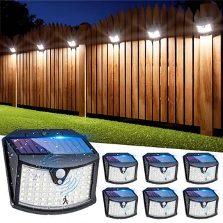 Possily Solarlampen für Außen mit Bewegungsmelder, 3 Modi Garten Solarleuchten für Außen IP65 Wasserdichte Solarlampen für Außen Wand Led Solar Strahler Außen für Garten, Hof, Garage (Weiß, 6 Stück)