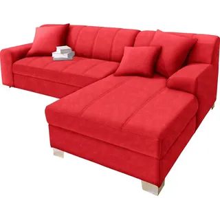 DOMO collection Ecksofa DOMO COLLECTION "Turah incl. Zierkissen, moderne Steppung, auch in Leder", rot, B:239cm H:75cm T:82cm, Sofas, Ecksofa, wahlw. mit Bettfunktion, L-Form, B/T: 239/152cm, Unser Dauertiefpreis, Topseller