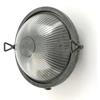 Wandlampe außen E27 IP64 d: 17,5 cm Glas Messing rund Maritim Leuchte Outdoor