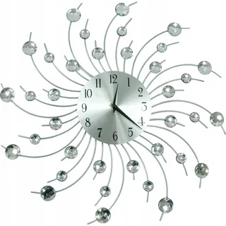 Wanduhr Cristal Cloud, 50 cm, silber, mit Kristallen und 15 cm Zifferblatt