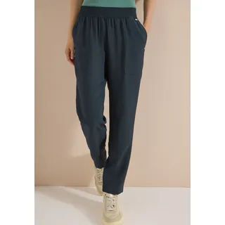 Stoffhose CECIL "Style Chelsea", Damen, Gr. S (38), Länge 28, blau (palm breeze grün), Web, Obermaterial: 85% Viskose, 15% Polyamid, unifarben, loose fit lang, Hosen Stoffhose, Sommerhose mit elastischem Bund / Viskose