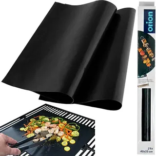Orion Grillmatte Grillnetz Matte aus Teflon Teflon-Matte Antihaft Grillunterlage mit Antihaftbeschichtung zum Grillen Backen im Ofen wiederverwendbar feinmaschig 2er Set, 40x33 cm