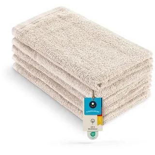 Homewell Handtücher Set - weich und saugstark, 100% Baumwolle, Oeko-Tex 100 Zertifiziert (5 Gästehandtücher 30x50 cm, Beige)