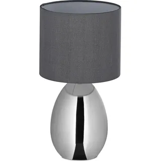 relaxdays Tischlampe Metall & Stoff - Silber