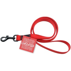 Consentida Große Hundeleine T3 - Größe L 100 x 2 cm - Unifarben - Rot - Robustes Gewebe aus Nylon - Leicht zu befestigen - Hundezubehör