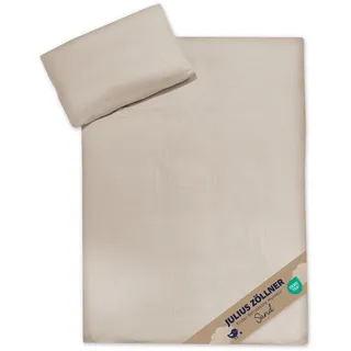 Julius Zöllner Kinderbettwäsche 100x135 + 40x60 cm | 2-teiliges Set aus Deckenbezug und Kissenbezug aus 100% Baumwollmusselin | Oeko-TEX Standard 100 | Sand