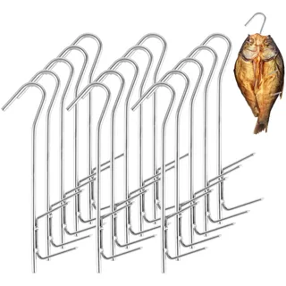 LDXDRU Räucherhaken 15 Stück Edelstahl Räucherhaken Doppelhaken 21CM H-Form für zum Aufhängen von Geräuchertem Fisch, Fleisch, Wurst