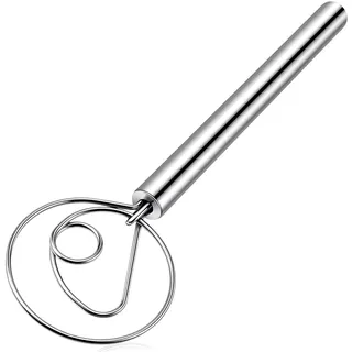 Dänischer Schneebesen Premium Edelstahl Dänischer Teigbesen Bread Schneebesen Im Niederländischen Stil Teigrührer Für Brotteig Perfektes Brotbacken, Mit Doppellöchern, Sauerteig Rührer Danish Whisk