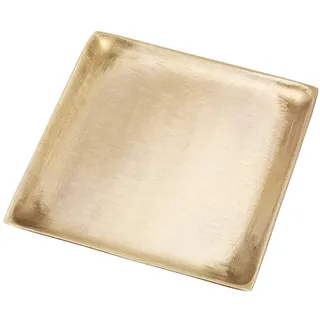 NKlaus viereckiger Teller 11x11cm aus massivem Messing, gold | Unterteller für Kerzen, Windlichter und Stumpenkerzen; für Taufe, Hochzeit und Kommunion