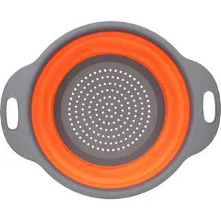 Sieb Küchensieb Klappbar, Faltbarer Silikonsieb, Seiher Nudelsieb Abtropfsieb aus Silikon für Küche, Hitzebeständig und Platzsparend (Orange)